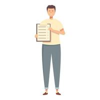 Flat design illustration of a man holding a clipboard with a checklist vector