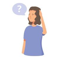 Woman pondering with question mark vector