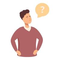 Pensive man with question mark thought bubble vector