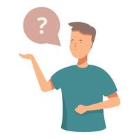 Perplexed young man with question mark vector