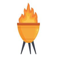 graphic of a bright orange flaming barbecue grill, perfect for summer and cooking themes vector