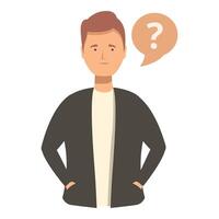 Perplexed cartoon man with question mark vector