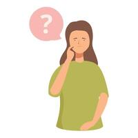 Woman pondering with question mark vector