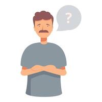 Pensive man with question mark thought bubble vector