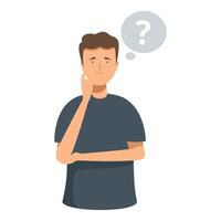 Pensive man with question mark vector