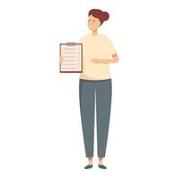 illustration of a smiling woman holding a clipboard, ready for a survey or checklist vector
