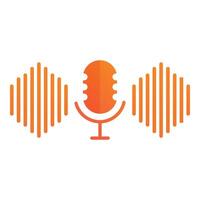 Abstract orange sound wave and microphone icon vector