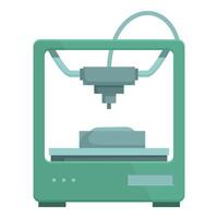 Flat design graphic of a green 3d printer, perfect for technologythemed projects vector
