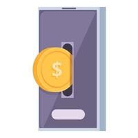 Mobile payment concept with coin insert illustration vector