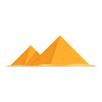 Bright cartoon illustration of orange pyramids in a simplistic desert landscape vector