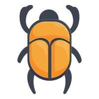 Digital illustration of a cute cartoon beetle with a vibrant orange shell vector