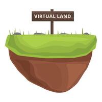 A colorful digital art of a floating island labeled virtual land, isolated on white vector