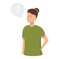 Woman pondering with question mark vector