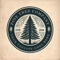 pine tree logo vintage illustration design vector