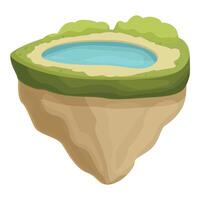 Whimsical floating island in the shape of avocado half vector