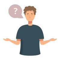 Confused young man with question mark bubble vector