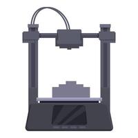 Flat design icon of a contemporary 3d printer with printed object on platform vector