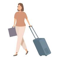 Confident woman traveler with luggage vector