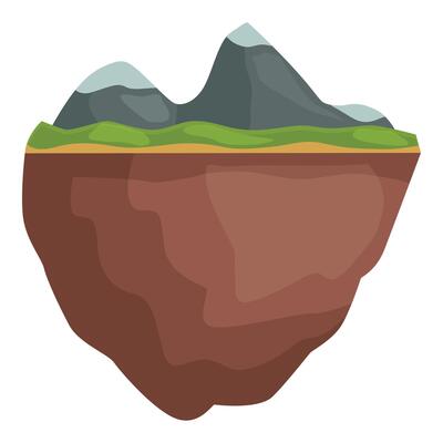 Floating island with mountain peak illustration
