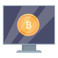 Bitcoin symbol on computer monitor vector