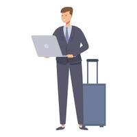 empresario de viaje con ordenador portátil y equipaje vector