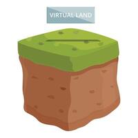 Isometric design of a virtual land chunk with a sign board, depicting online world creation vector