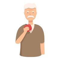 Senior man holding red apple illustration vector