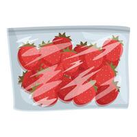 Plastic pack of fresh strawberries illustration vector