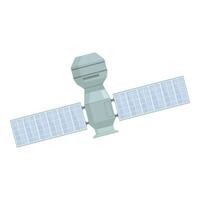 aislado gráfico de un estilizado dibujos animados satélite con solar paneles vector