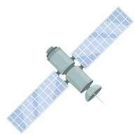 graphic of an isometric satellite with solar panels on a white background vector