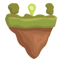 Floating island with map pin and trees illustration vector