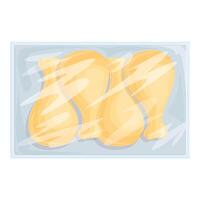 illustration of raw chicken drumsticks in a transparent packaging vector