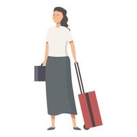 Travel ready woman with luggage vector