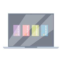 Colorful bar graph on laptop screen vector