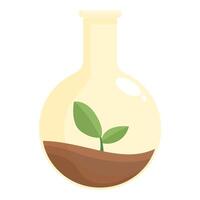 Plant growing inside a lab flask symbolizing sustainable science and green innovation vector