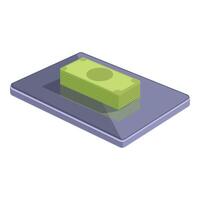 Isometric digital tablet with money stack illustration vector