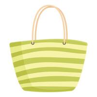 Green striped summer tote bag vector