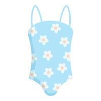 illustration of a blue onepiece swimsuit decorated with white daisies vector