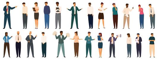 Yell boss . A group of people in business attire are shown in a row vector