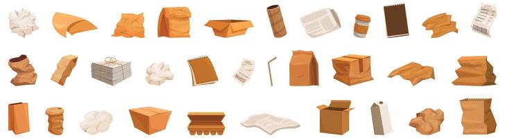 Paper litter . A collection of various items, including paper, cardboard, and trash vector