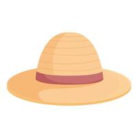 plano diseño de un Paja sombrero con un cinta, aislado en blanco antecedentes vector