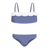 plano diseño de un dos piezas azul bikini con lechuguilla detalles, adecuado para verano temas vector