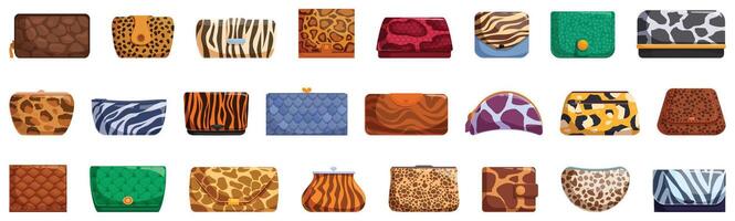 Animal print wallets . A collection of purses with animal prints vector