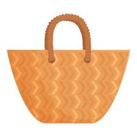 Woven straw tote bag illustration vector