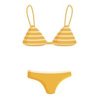 ilustración de un dos piezas a rayas bikini conjunto en un blanco antecedentes vector