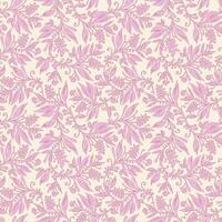 Floral seamless pattern with leaves and berries in pink, cream and red colors, hand-drawn and digitized. Design for wallpaper, textile, fabric, wrapping, background. vector