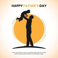 Fathers Day with a silhouette of father and child vector