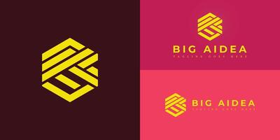 Abstract initial hexagon letter BA or AB logo in yellow color isolated on multiple background colors. The logo is suitable for creative industry business logo design inspiration templates. vector