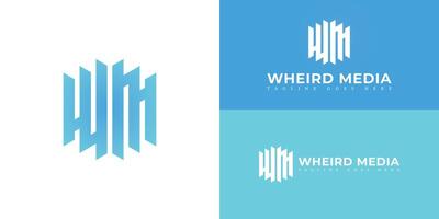 resumen inicial hexágono letra wm o mw logo en degradado azul color aislado en múltiple antecedentes colores. el logo es adecuado para medios de comunicación producción empresa logo diseño inspiración plantillas. vector