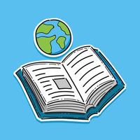 Education world with book. Find your world with the book. Creative design with blue background. Open book Concept. world book day and copyright day conceptual background. illustration. vector